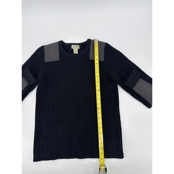 L.L. Bean Commando Merino Lambs Wool Ribbed Crewneck Sweater Black Size M Reg - Picture 6 of 7